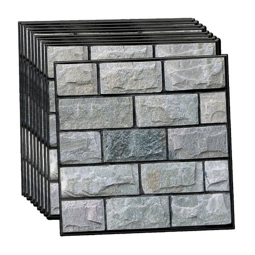 10Pcs Removable 3D Wall Panels PVC Peel and Stick Self Adhesive Wall Decor