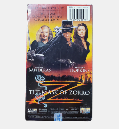 The Mask of Zorro Anthony Hopkins, Antonio Banderas 1998 VHS Sealed Watermark - 第 2/3 張圖片