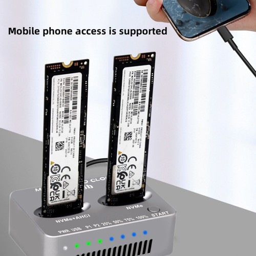 Dual-Bay M.2 NVME SSD Clone Gen2X2 20Gbps External Hard Disk Box for Mac Pro - Afbeelding 8 van 11