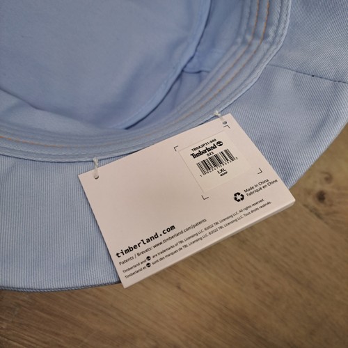 Timberland Light Baby Blue Bucket Hat Logo Spell Out 100% Cotton Mens L/XL New - Picture 8 of 8