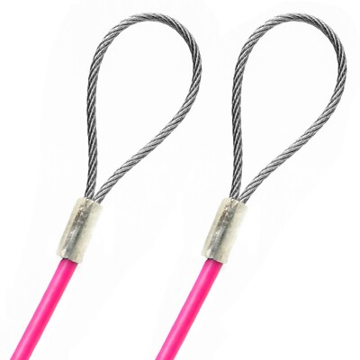 1ft-75ft 1/8'' VINYL COATED STEEL CABLE WITH LOOP ENDS 1/16'' CORE Pink Gray Blue