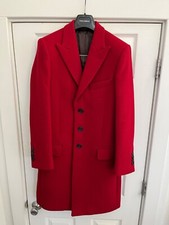 Dolce & Gabbana Single Breasted Peaked Lapel Red Wool Coat 46
