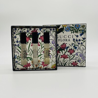 SET Gucci Flora Gardenia, Jasmine, Magnolia EDP Sample Sprays .05oz. BOX