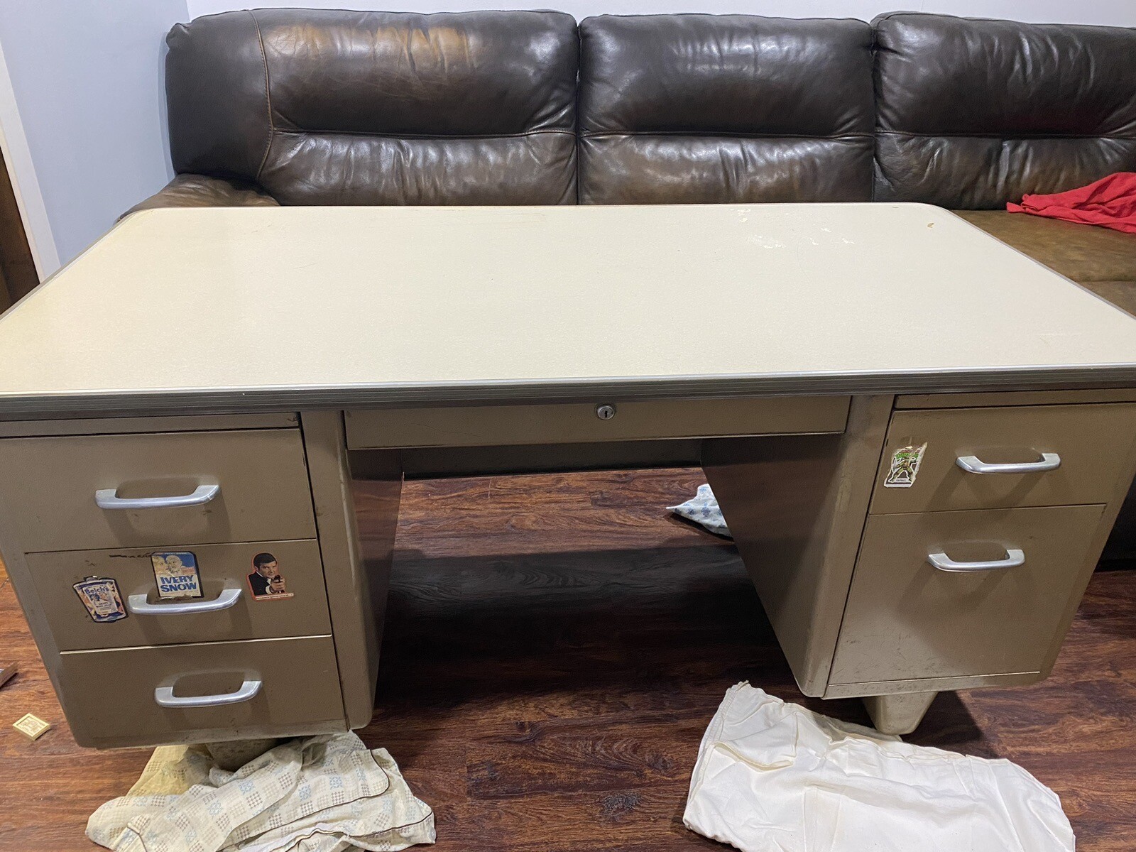 Vintage Industrial Mid Century Tanker Desk eBay