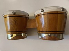 VTG Twin Double Connected Wooden Bongos Hand Drums Percussion Musical Instrument