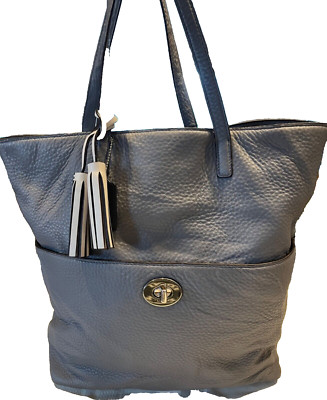 Coach 26477 Legacy Pebbled Leather Turnlock Tote Bag Handbag
