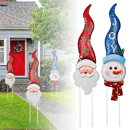 Christmas Yard Sign Cute Santa Claus Snowman Garden Decor Outdoor Stake Decor KH - Picture 4 of 17