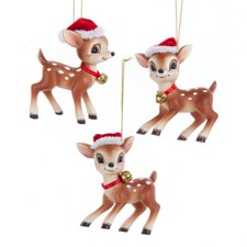 Deer With Christmas Hat Holiday Ornament