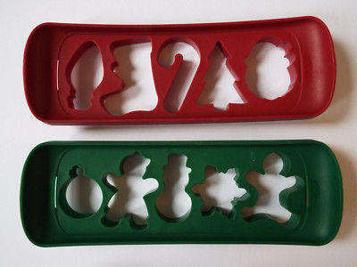Lot 2 Chef'n Cookease Christmas Cookie Cutters Red Green
