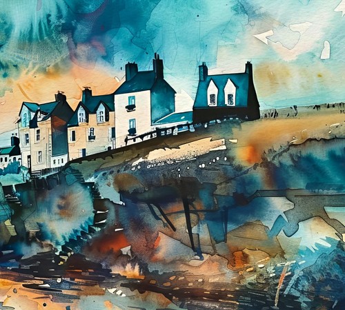 Colorful Sea Horizon 5"x7" Print on Matte Paper | Dramatic Watercolor Scene - Picture 12 of 17