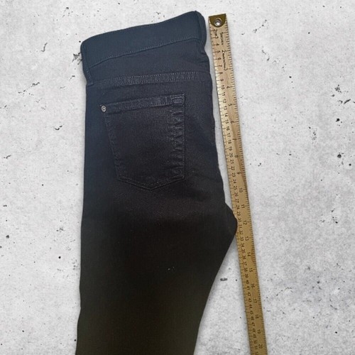 7 for All Mankind Jeans Skinny Fit Cotton Spandex Distressed Detail Black W 26 - Picture 6 of 10