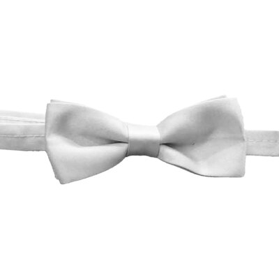 Mens White Pre-Tied Banded Bow Tie Formal Accessory