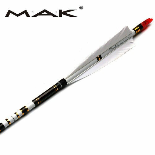 31/33'' Spine 500 Carbon Arrows Turkey Feather 7.6mm Archery Hunting Shooting - Picture 8 of 18