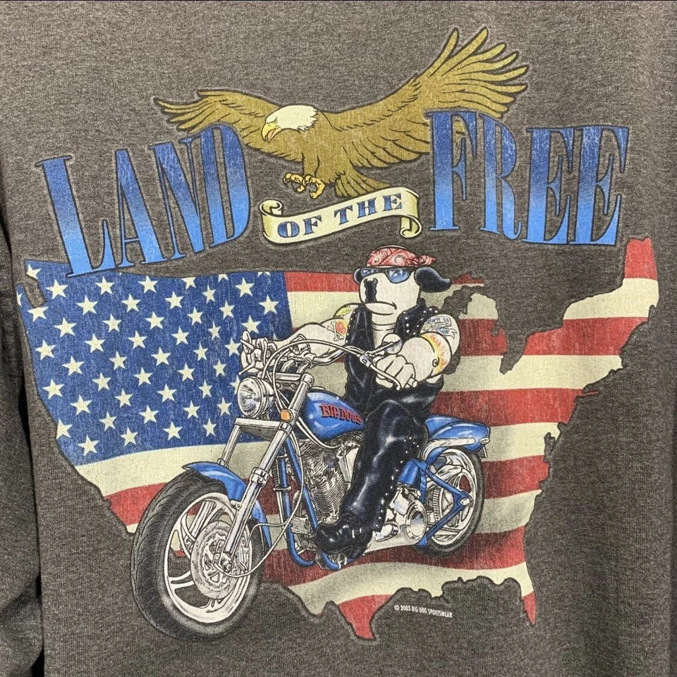 Винтажный мотоцикл 2000-х Big Dogs Born to Ride серый с длинным рукавом размер XL - Изображение 2 из 4
