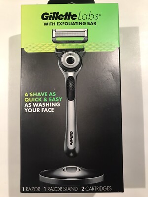 Gillette Labs Razor with Exfoliating Bar, 1 Razor, 1 Razor Stand & 2 CartridgesT