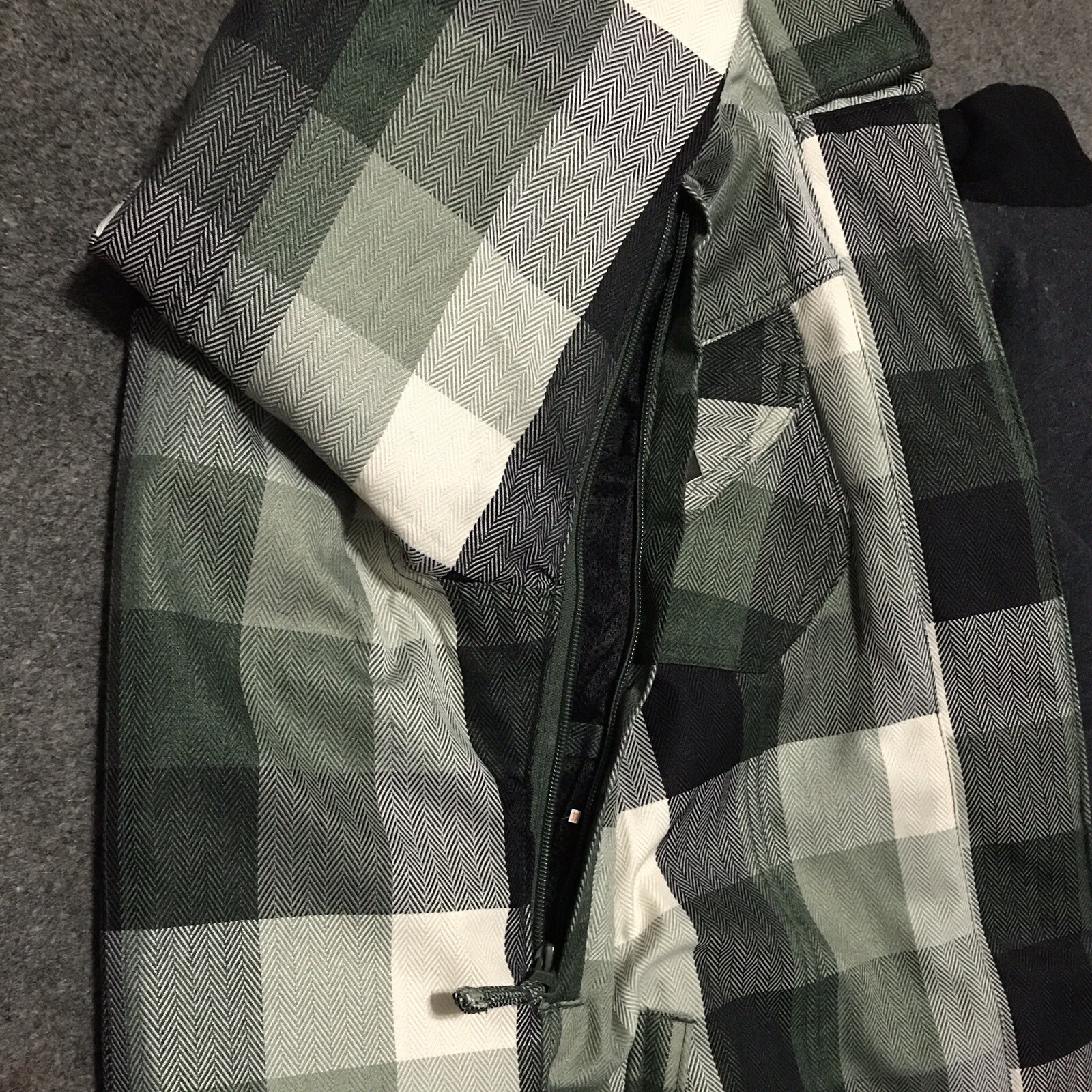 X5 Powder Room Jacket Coat Checked Herringbone Green Black 10,000 MM Size Medium eBay