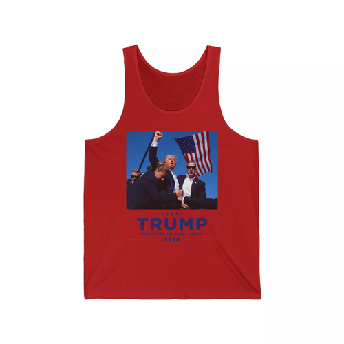Trump Shot Assassination Attempt Tank Top With Flag #TRUMP2024 - Picture 6 of 6