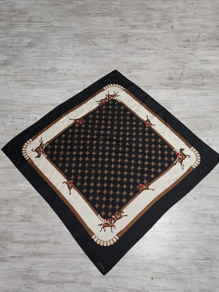 RARO DE COLECCIÓN Ralph Lauren Seda Ecuestre Equitación Salto RRL Bufanda Monograma Foto 2 de 4