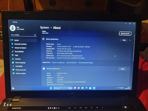 Dell Vostro 3500 Intel Core i3 M350 2.27 GHz 3GB 250GB Windows 11 Pro - Picture 3 of 10