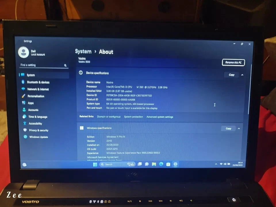 Dell Vostro 3500 Intel Core i3 M350 2.27 GHz 3GB 250GB Windows 11 Pro - Image 3 of 4