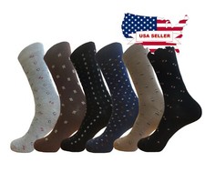 6 Pair DRESS SOCKS MIX PATTERN SIZE 10-13 COTTON SOCKS TRUE TO SIZE
