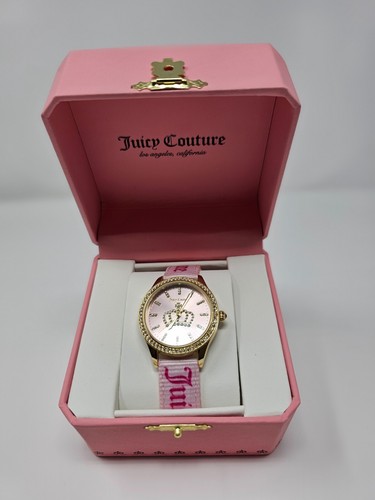 Juicy Couture Crystal Rose Gold Toned watch Pink Bezel & Wristband New In Box - Picture 2 of 5