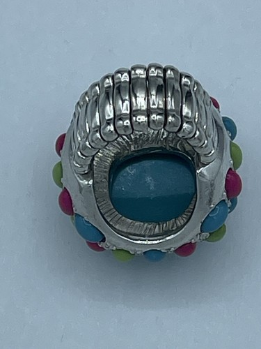 Anillo de Disfraz Elástico Plata Azul Verde Rosa Plástico ""Piedras"" Talla 5-7 - Imagen 9 de 9