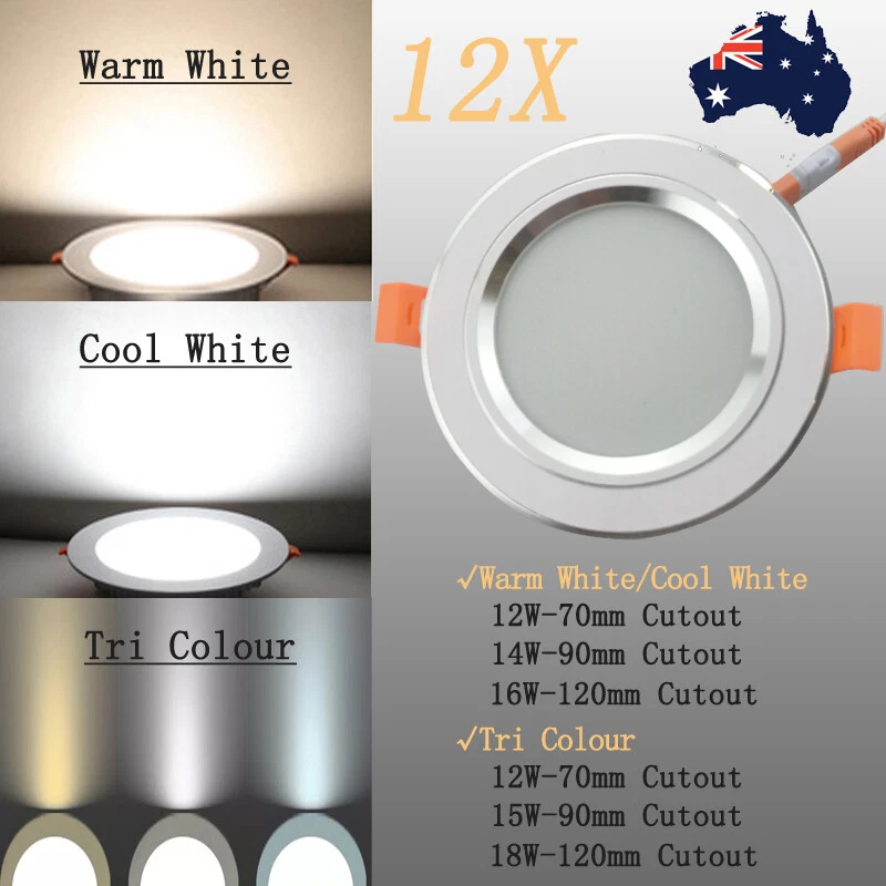 12X LED Down Lights CCT DIM 3500 6500K Cool White With AU Plug
