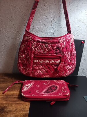 Vera Bradley Retired Mesa Red Shoulder Bag and Wallet Good Shape Some Damage