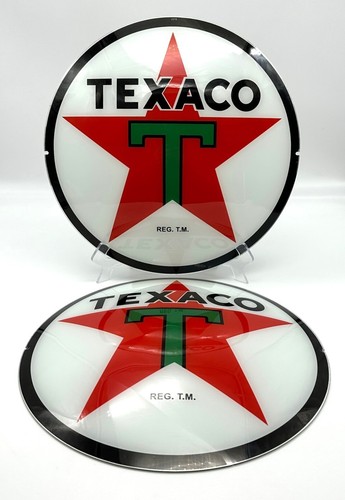 TEXACO STAR 13.5" Gas Pump Globe Glass Faces / Lenses (SET OF 2) FREE SHIPPING!