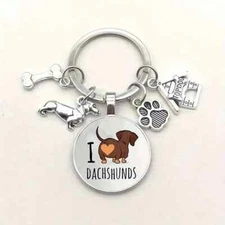 Dachshund Backpack Charm Bag Charm Key Ring Chain Dog Lovers Gift