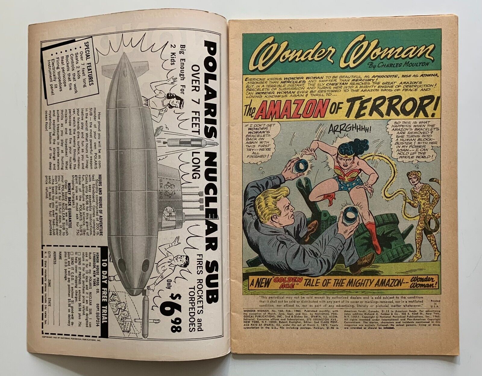 Wonder Woman #160 KEY 1st Silver Age Appearance Cheetah (DC 1966) RARE