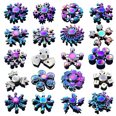 Regenbogen Fidget Metall Spinner Erwachsene Linderung Kompression Mini sensorisches Spielzeug Kinder Geschenk