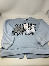 ZARA Minnie  Friends Sweatshirt light blue girls sz 9-10 NWT see spots 
