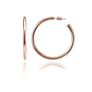 Authentic 45mm Polished Open Round Post Rose Gold Plated Sterling Silver C-Hoop Earrings