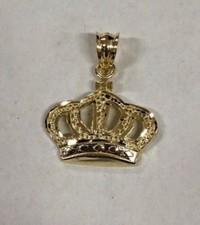 10K SOLID YELLOW GOLD KING'S CROWN PENDENT 1.3G