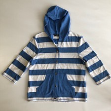 ONQUE CASUALS Women  s Snaps Hoodie 3/4 Sleeve Striped Pockets Jacket Sz M