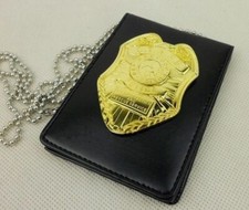 RESIDENT EVIL STARS DEP RACCOON POLICE DEP GOLD BADGE  ID HOLDER CARD HOLDER