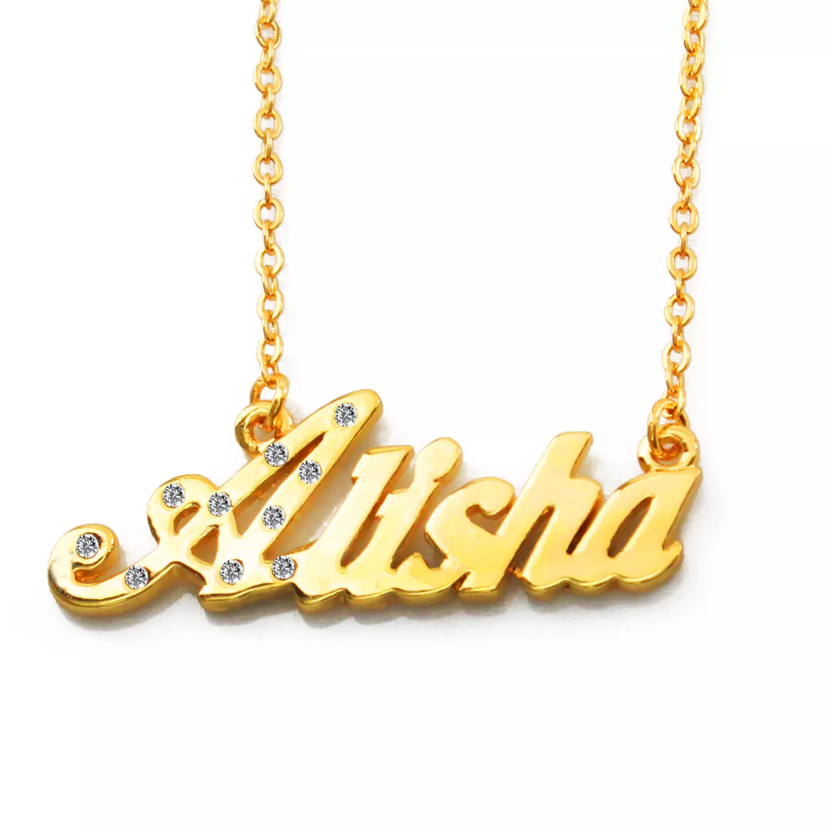 Gold Plated Name Necklace ALISHA Gift Ideas For Her Anniversary Jewellery