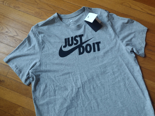 NWT, Men's Nike Big & Tall Crew Neck 100% Cotton "Just Do It" Gray T-Shirt - Picture 3 of 5
