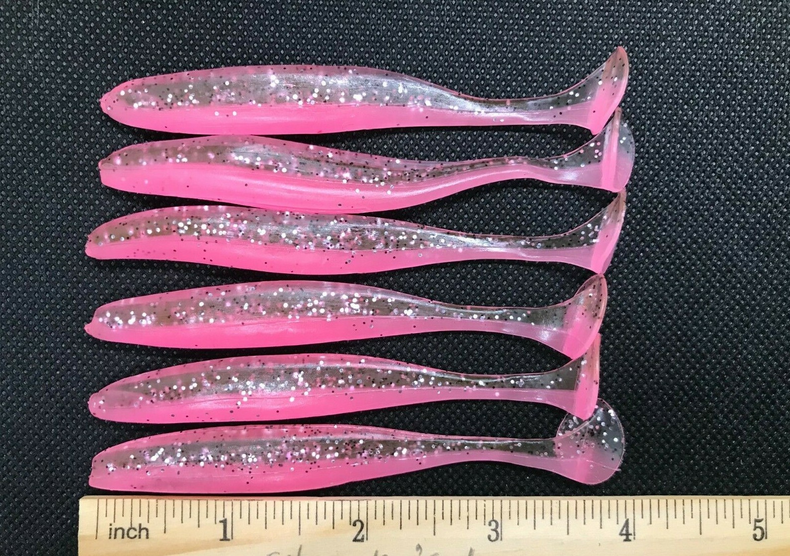 12 pcs pink with clear 3 3/4inch paddle tail bait fishing lure