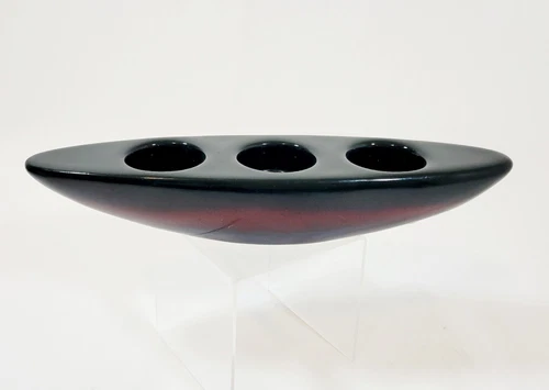 Haeger Pottery 3 Tealight Candle Holder MCM Oval 3 Colored Glossy 2000