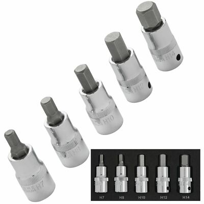 Sechskant Steckschlüsselsatz H7 - H14 metrisch 1/2'' Antrieb Innensechskant Stecknüsse 01507 5tlg