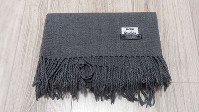 Acne Studios Oversized Canada Scarf 100% Virgin Wool Dark Grey