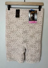 NWT Bali Powershape Hi-Waist Thigh Slimmer Firm Control Womens Shapewear Lace XL
