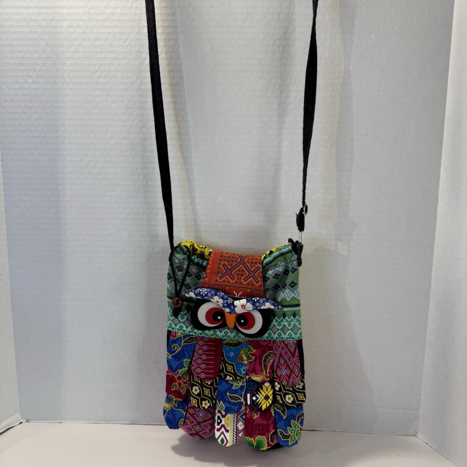 World Market Patchwork Cloth Owl Backpack Bag Pur… - image 1