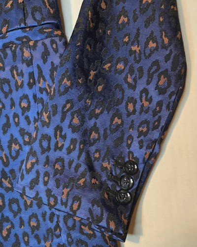 Banana Republic Boyfriend Blazer Women Leopard Single Button Vibrant Blue Suit O - Picture 10 of 11