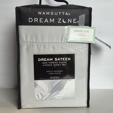 Wamsutta Dream Zone 4pc Queen Sheet Set 400 TC Dream Sateen Light Gray  NIP