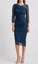 NWOT Vince Camuto Long Sleeve Lace Body-Con Dress In Peacock Size S