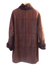 Manteau Court En Peau Lainée Vintage Marron Taille 40/42 - Occasion Très Bon état, Doublure Laine